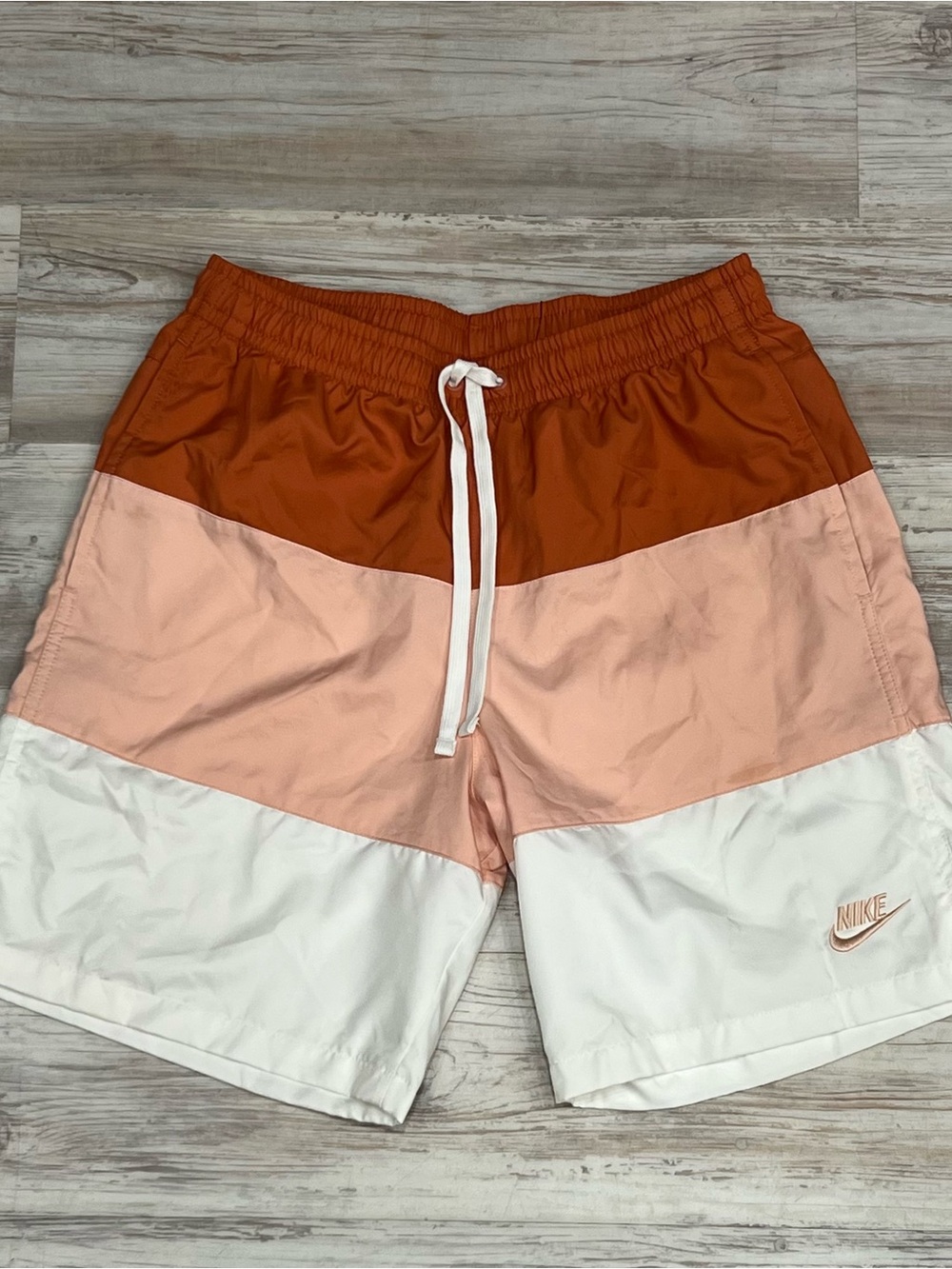 Nike Rust, Peach & White Colorblock Athletic Shorts